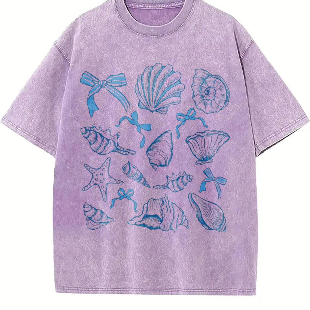 Seashell Coquette Summer Beach Vintage Washed T-Shirt product image 6