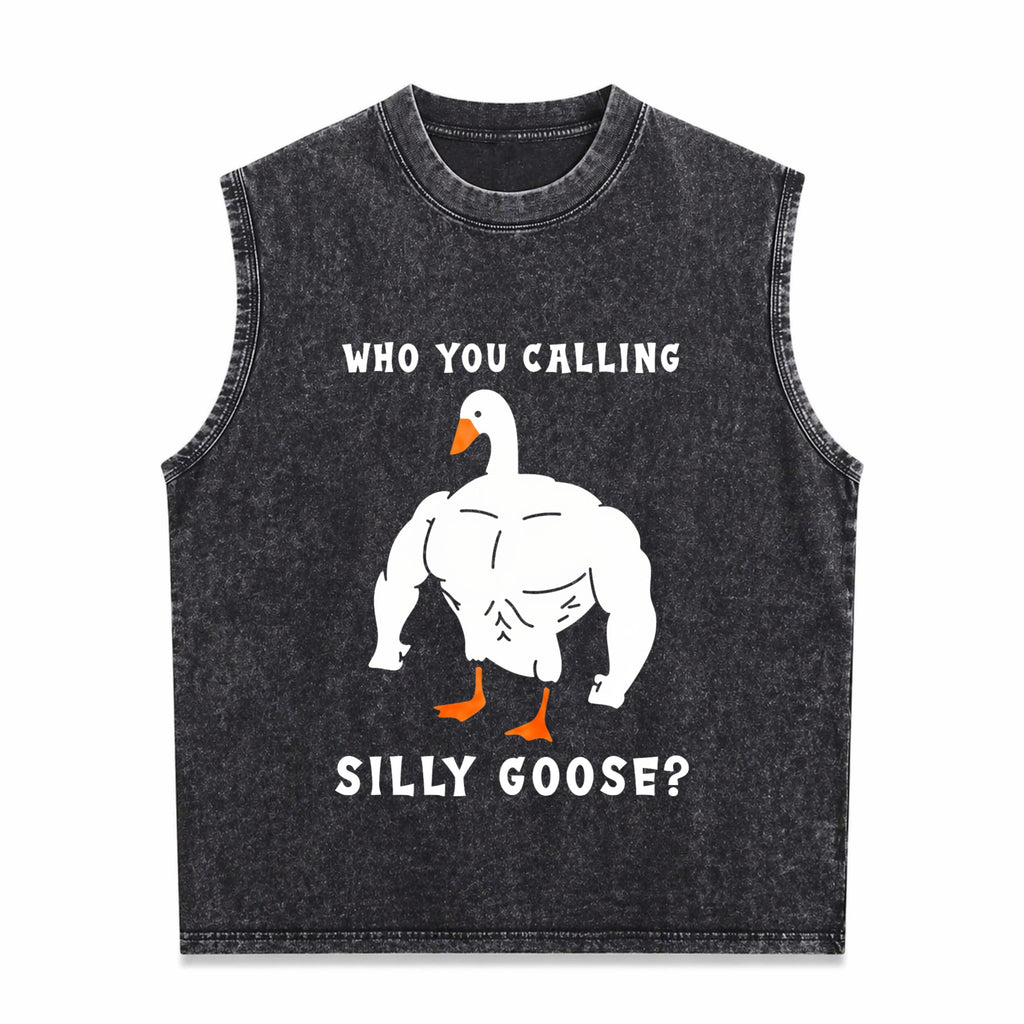 Silly Goose Funny Gym Meme Men's Washed Tank Top
