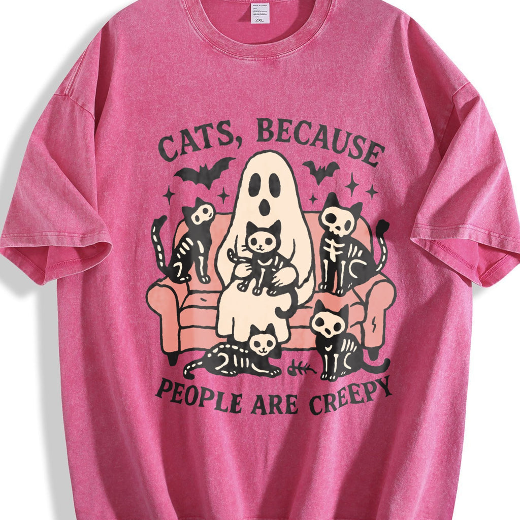 Summer Cats Sofa Skull Cat Vintage Washed T-Shirt product image 7
