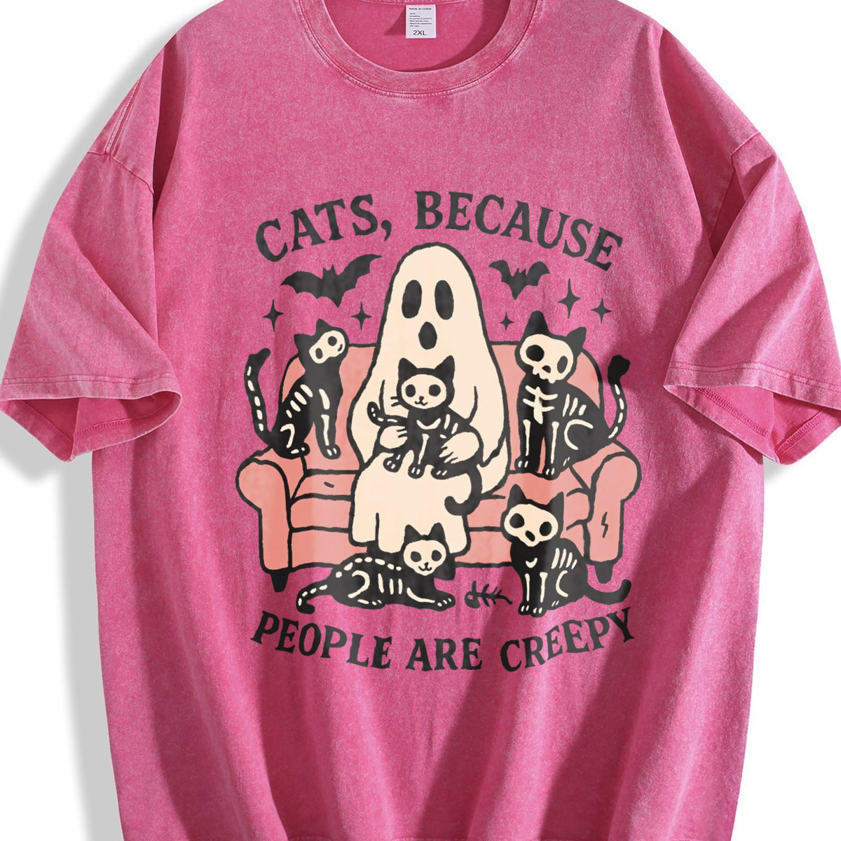 Summer Cats Sofa Skull Cat Vintage Washed T-Shirt product image 7
