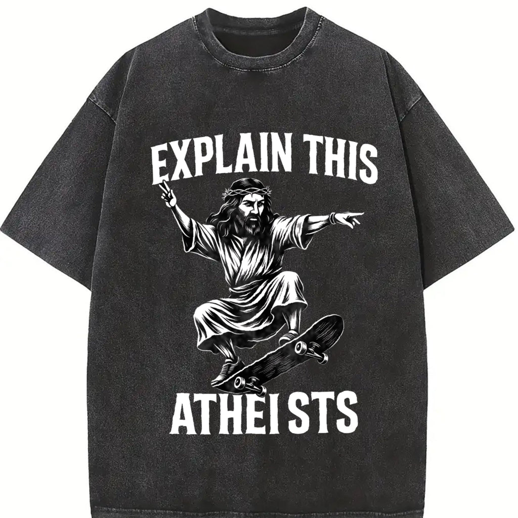 Jesus Skate Explain This Atheists Meme 90s Vintage Washed product image 2