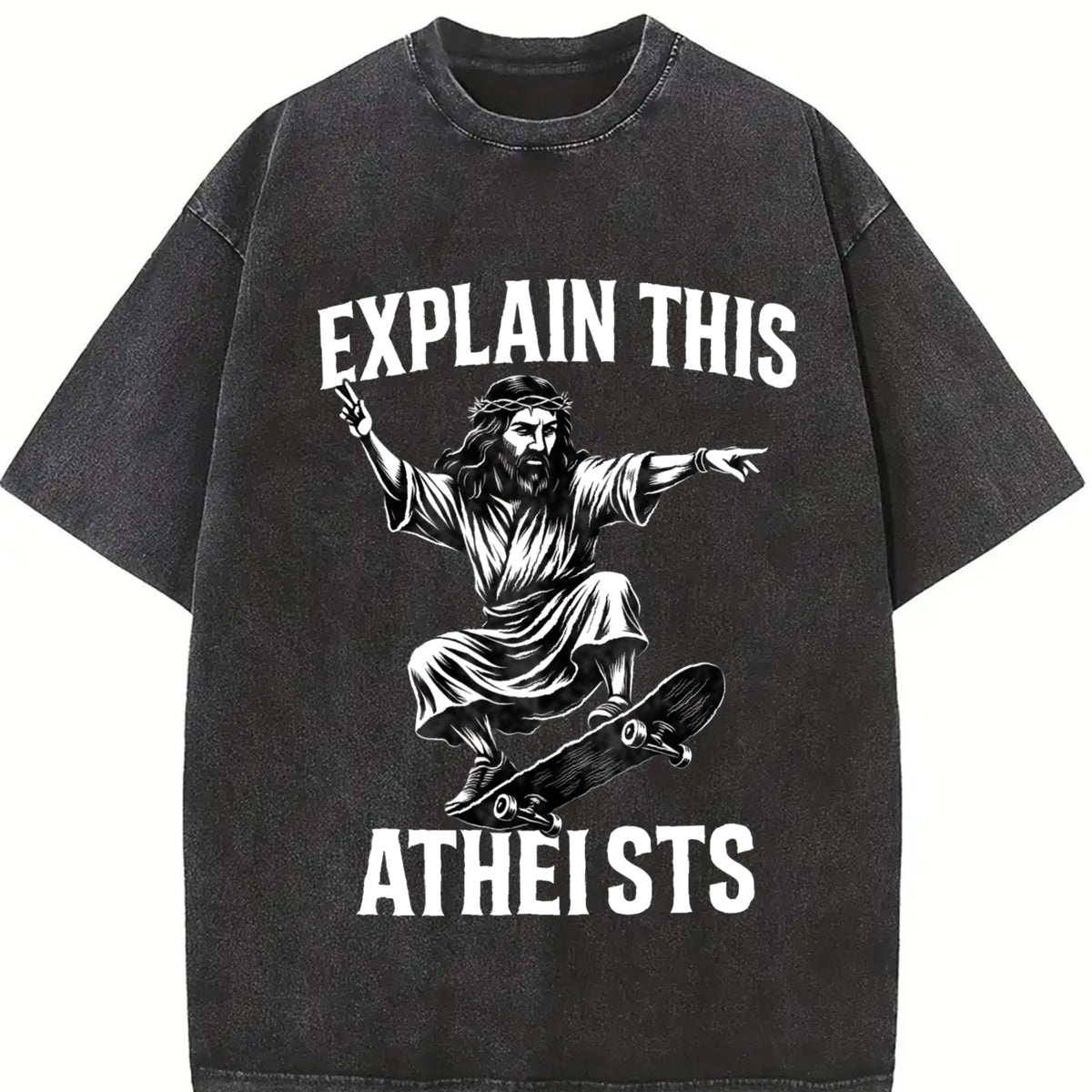 Jesus Skate Explain This Atheists Meme 90s Vintage Washed product image 2