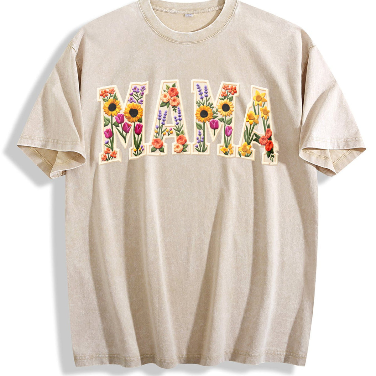 Mama Patchwork Flower Vintage Washed T-Shirt product image 1
