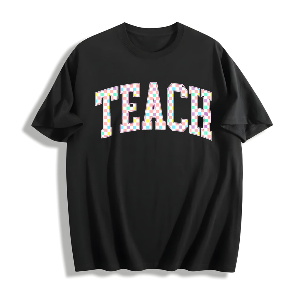 Checkered Teach Cotton T-Shirt product image 1