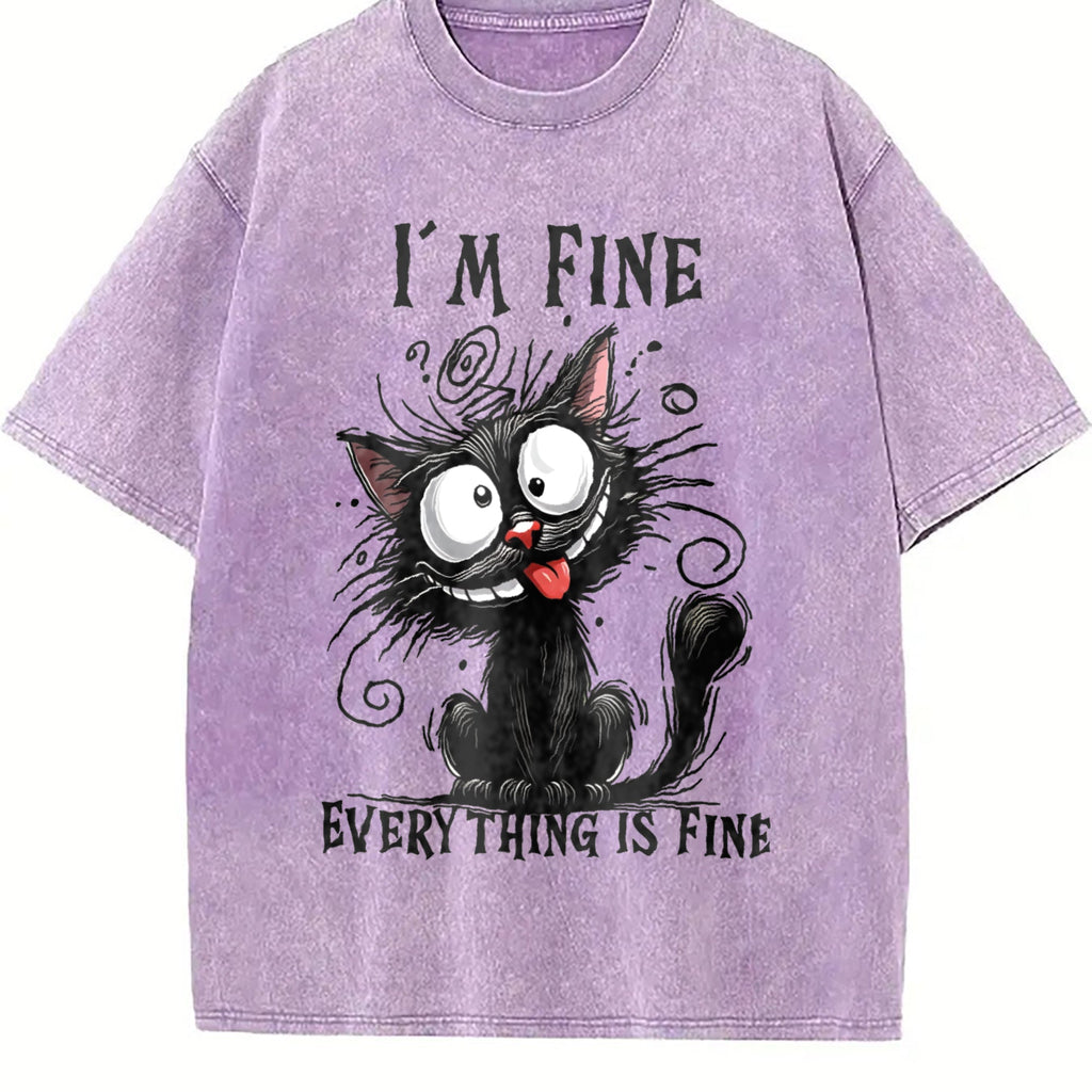 Animal Letter Cat Fine Summer Vintage Washed T-Shirt product image 6