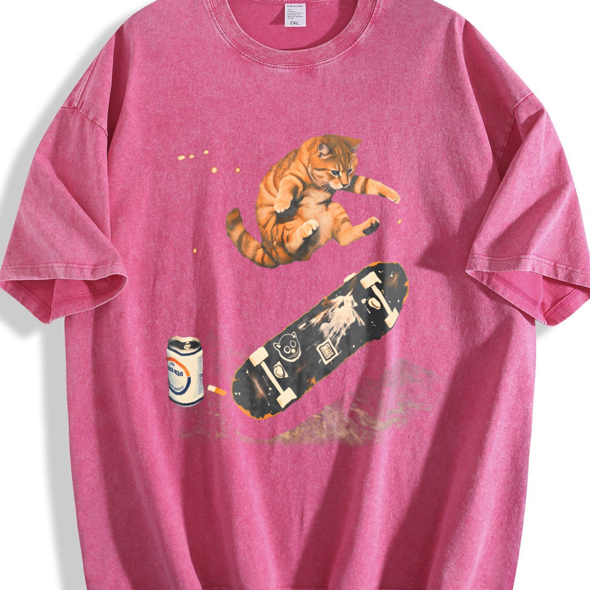 Skateboarding Cat Vintage Washed T-Shirt product image 7