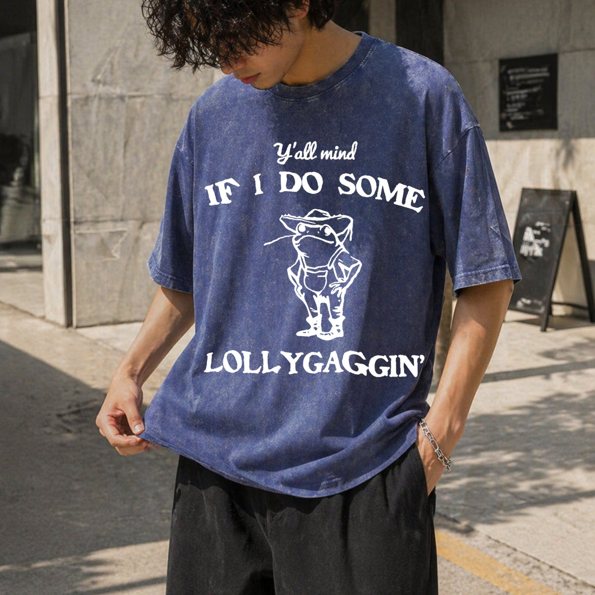 Lollygaggin' Frog Funny Vintage Washed T-Shirt product image 8
