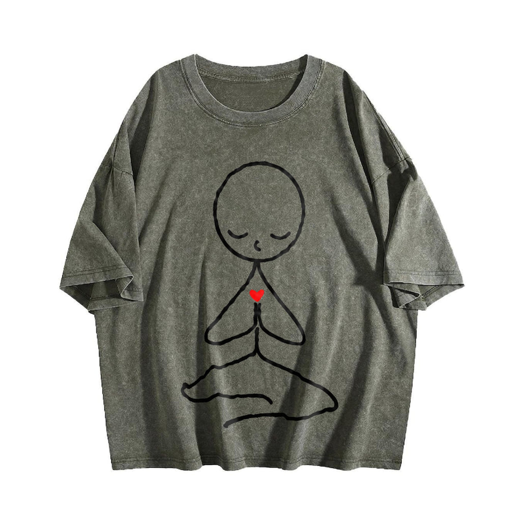 Stick Figure Meditating Winter Vintage Washed T-Shirt product image 4