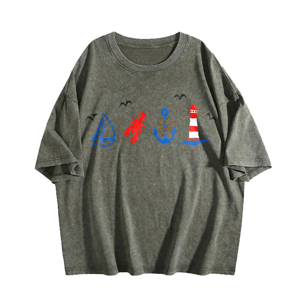 Coastal Nautical Summer Vintage Washed T-Shirt product image 4