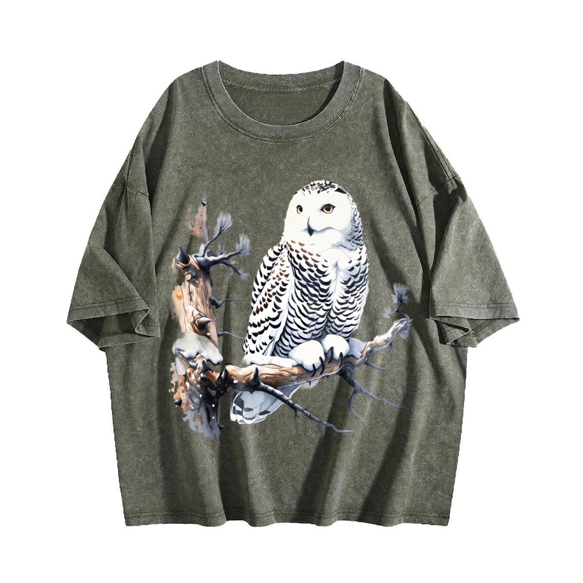 Snow Owl Nature 90s Vintage Washed T-Shirt product image 4