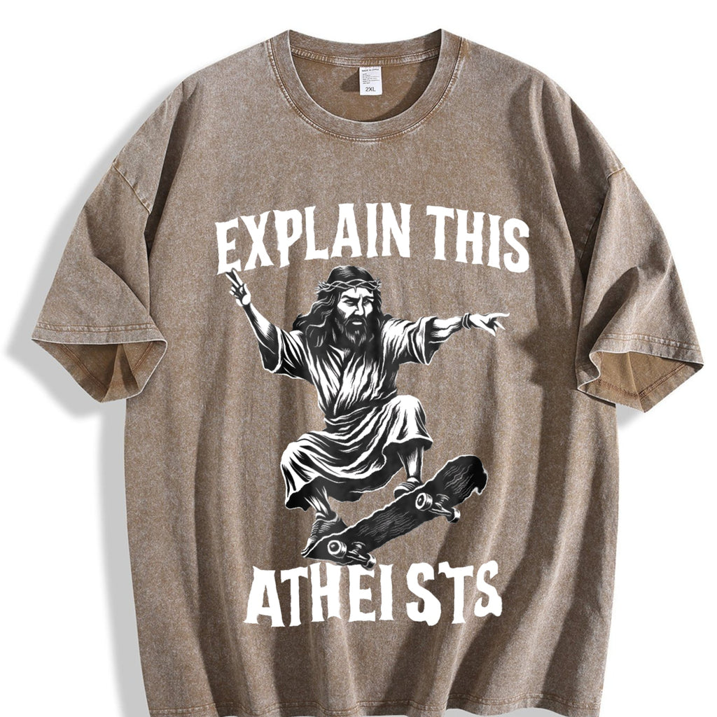 Jesus Skate Explain This Atheists Meme 90s Vintage Washed product image 3