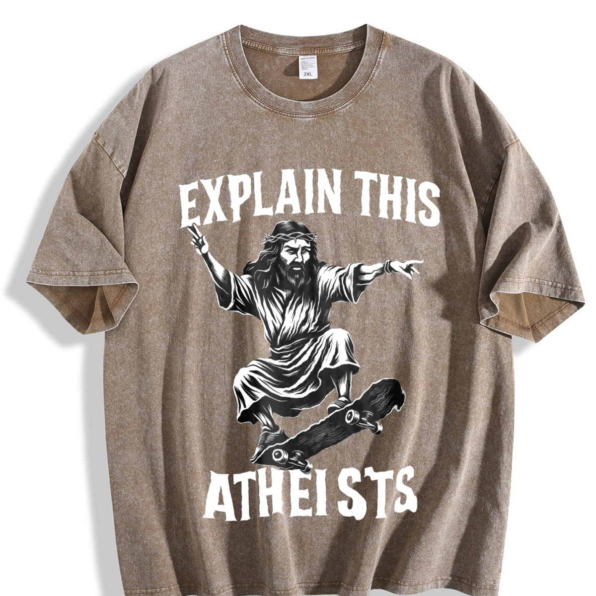 Jesus Skate Explain This Atheists Meme 90s Vintage Washed product image 3