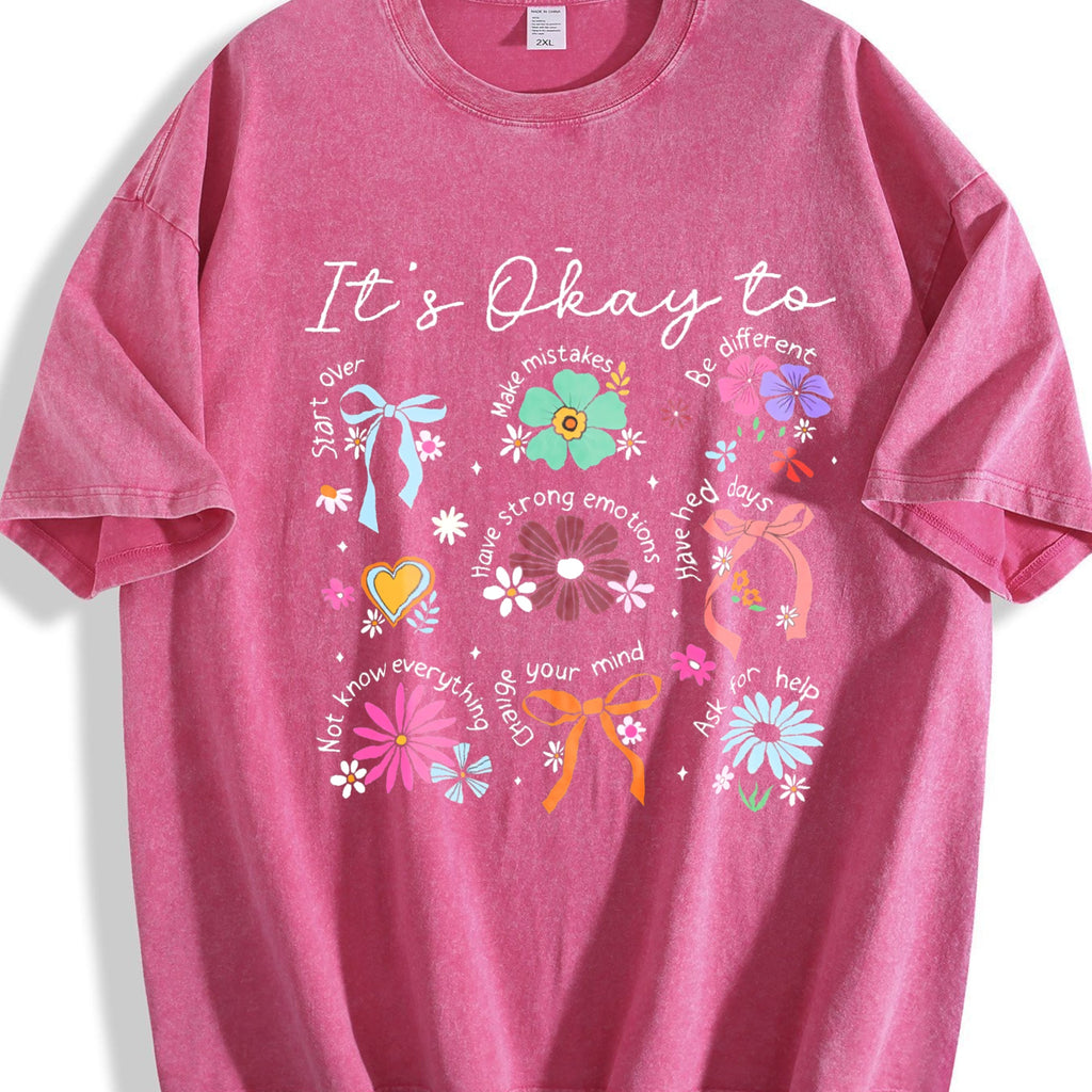 It's Okay To Boho Floral Vintage Washed T-Shirt product image 5