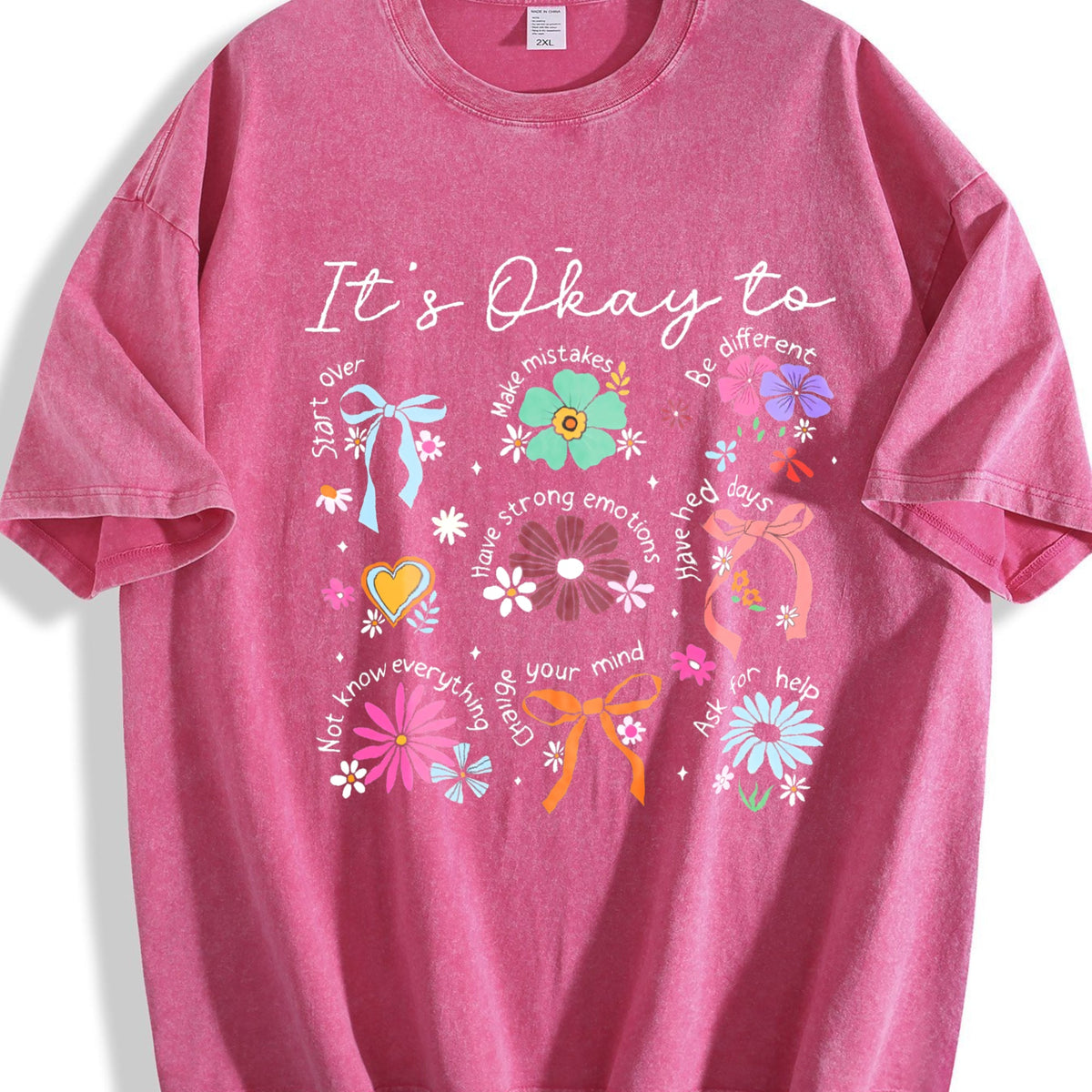It's Okay To Boho Floral Vintage Washed T-Shirt product image 5