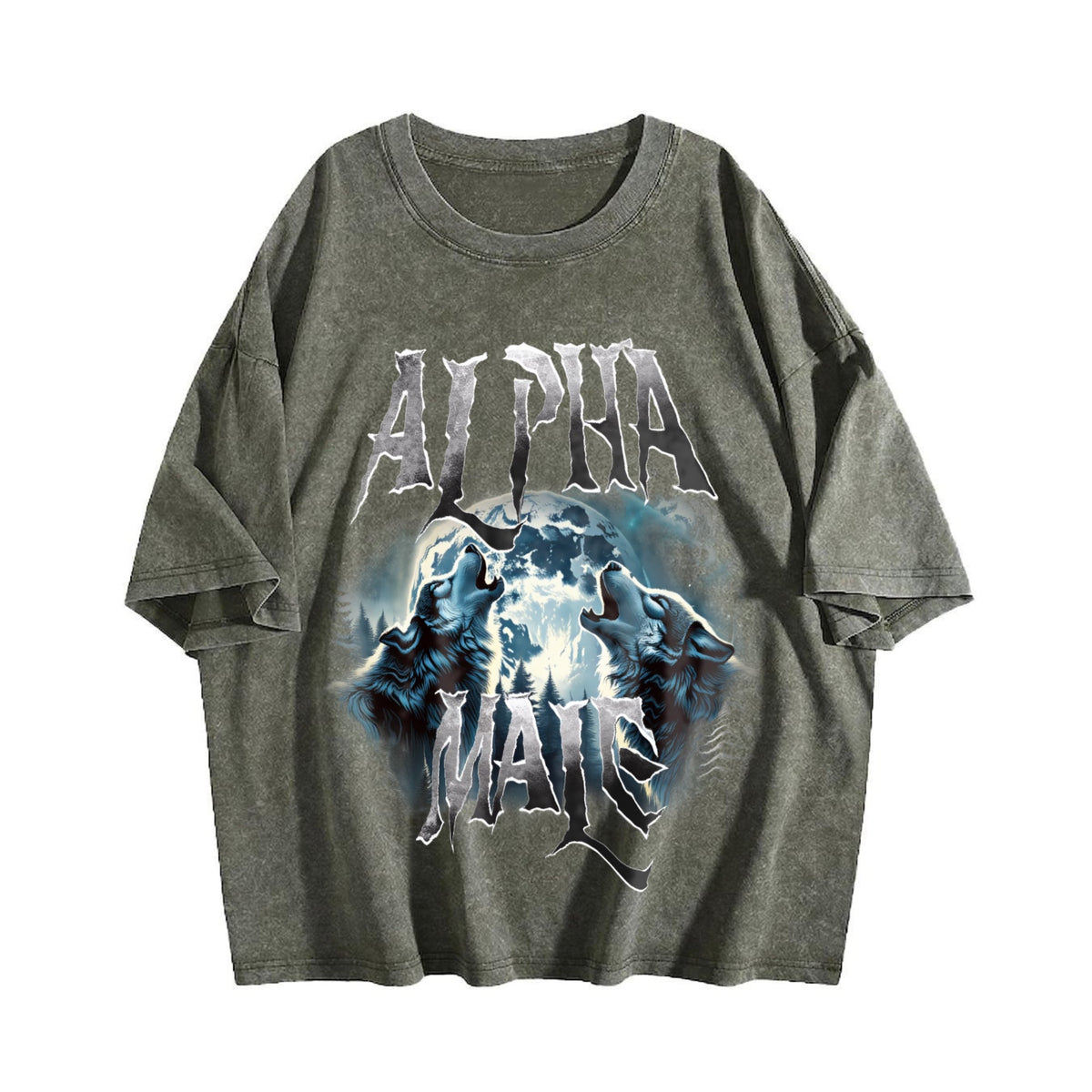 Alpha Male Wolf Howling Vintage Washed T-Shirt product image 4