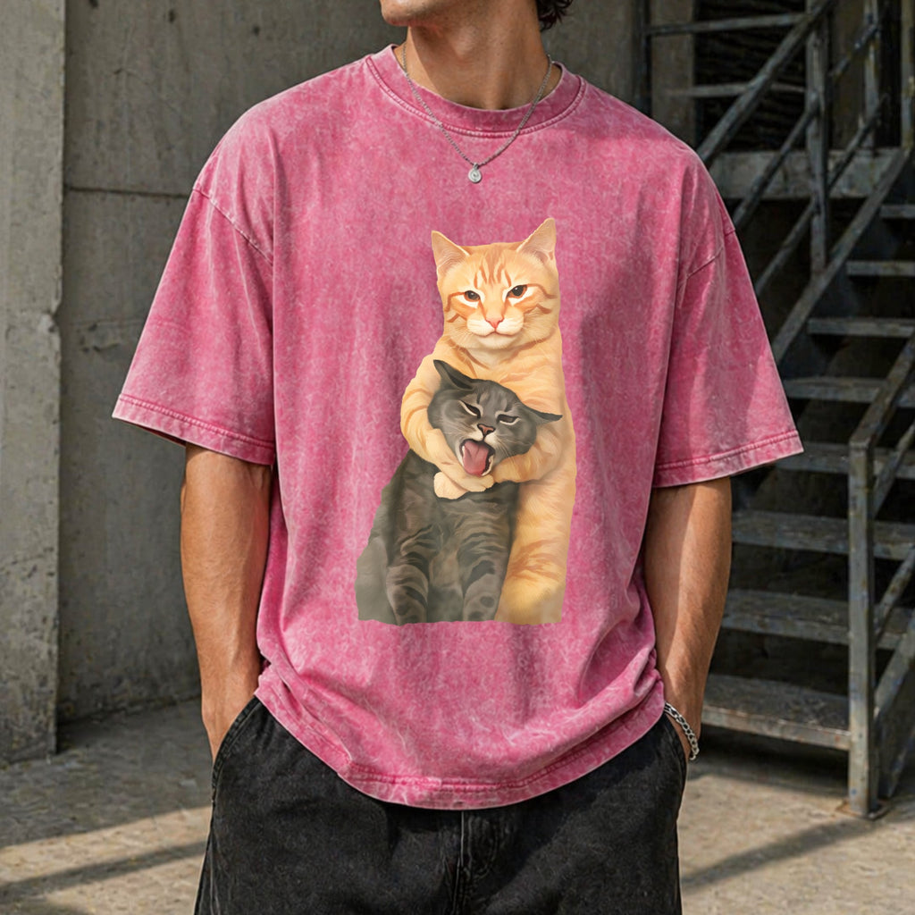 Cat Quarrel Moment - Batik Vintage Washed T-Shirt product image 7