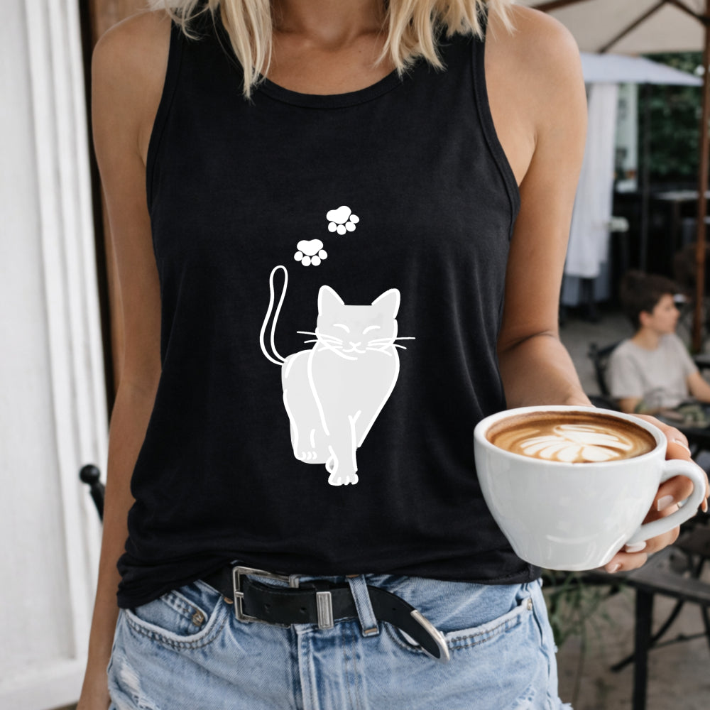 Racer - Cartoon Kitten & Cat Paw Women's Tank Top