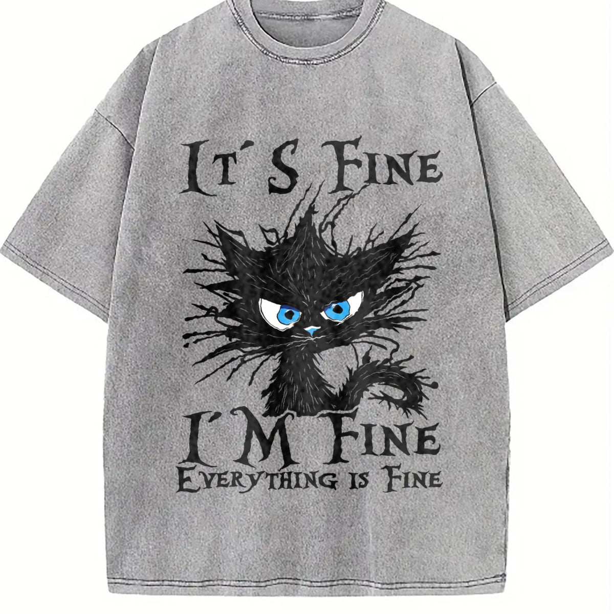Funny It's Fine Sick Cat - With Vintage Washed T-Shirt product image 5