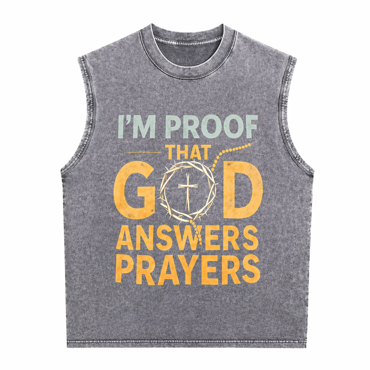 Christian I Am God's Response To Prayer With Crown Men's Washed Tank Top