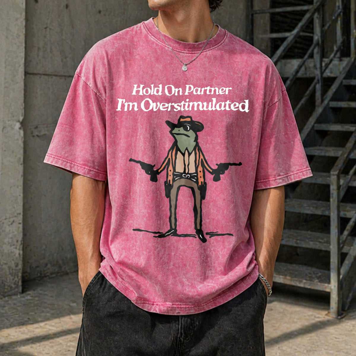 Hold On I'm Overstimulated Funny Vintage Washed T-Shirt product image 7