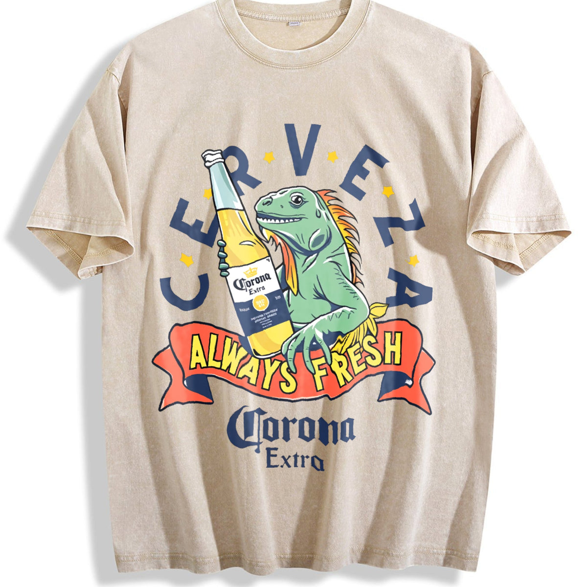 Lizard Holding A Beer Vintage Washed T-Shirt product image 1