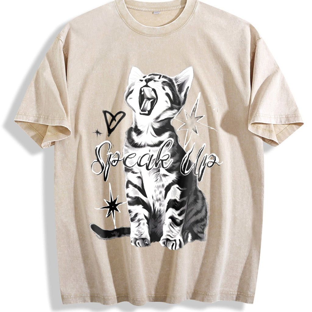 Fitting With A Cute Cat And Snowflake Vintage Washed T-Shirt product image 1