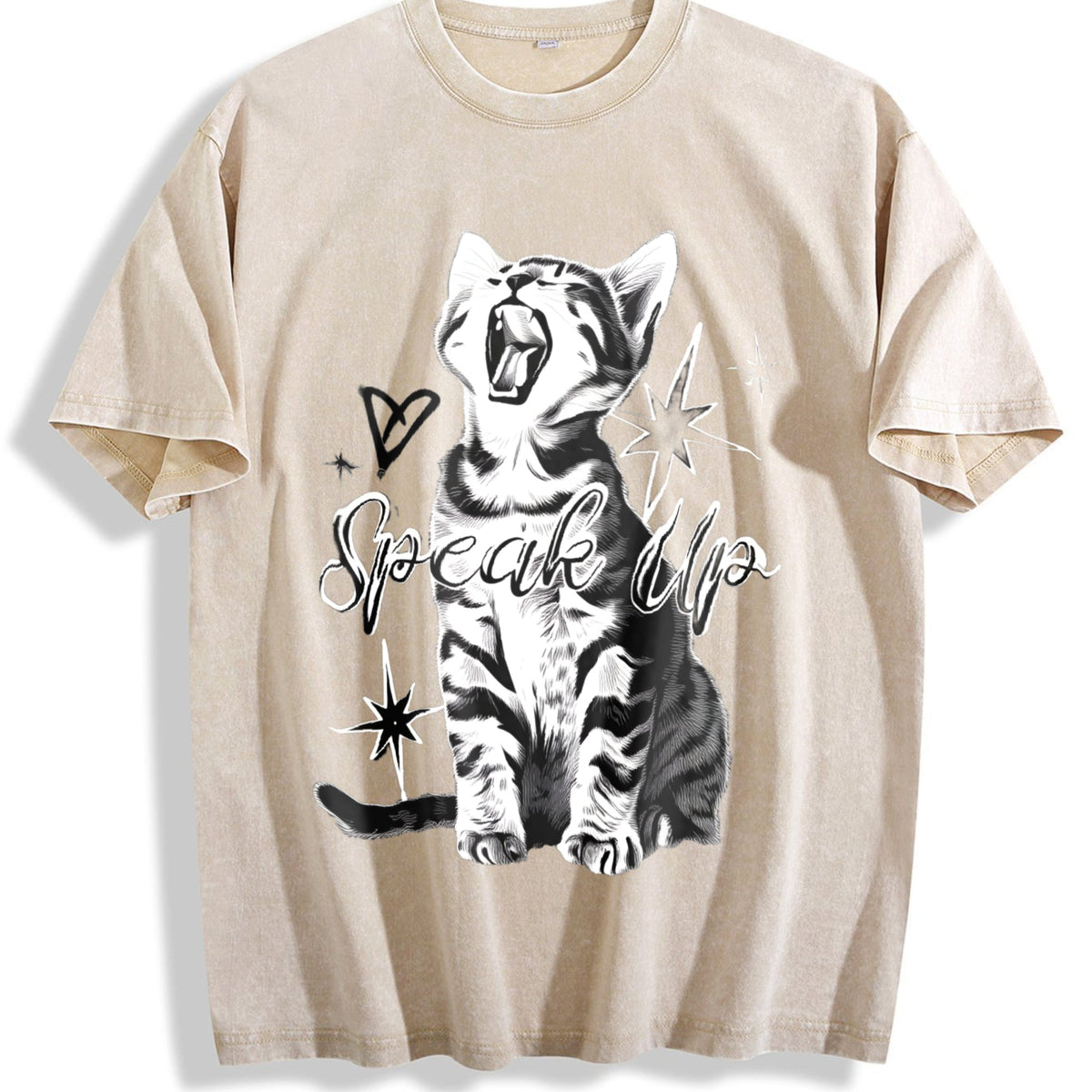 Fitting With A Cute Cat And Snowflake Vintage Washed T-Shirt product image 1