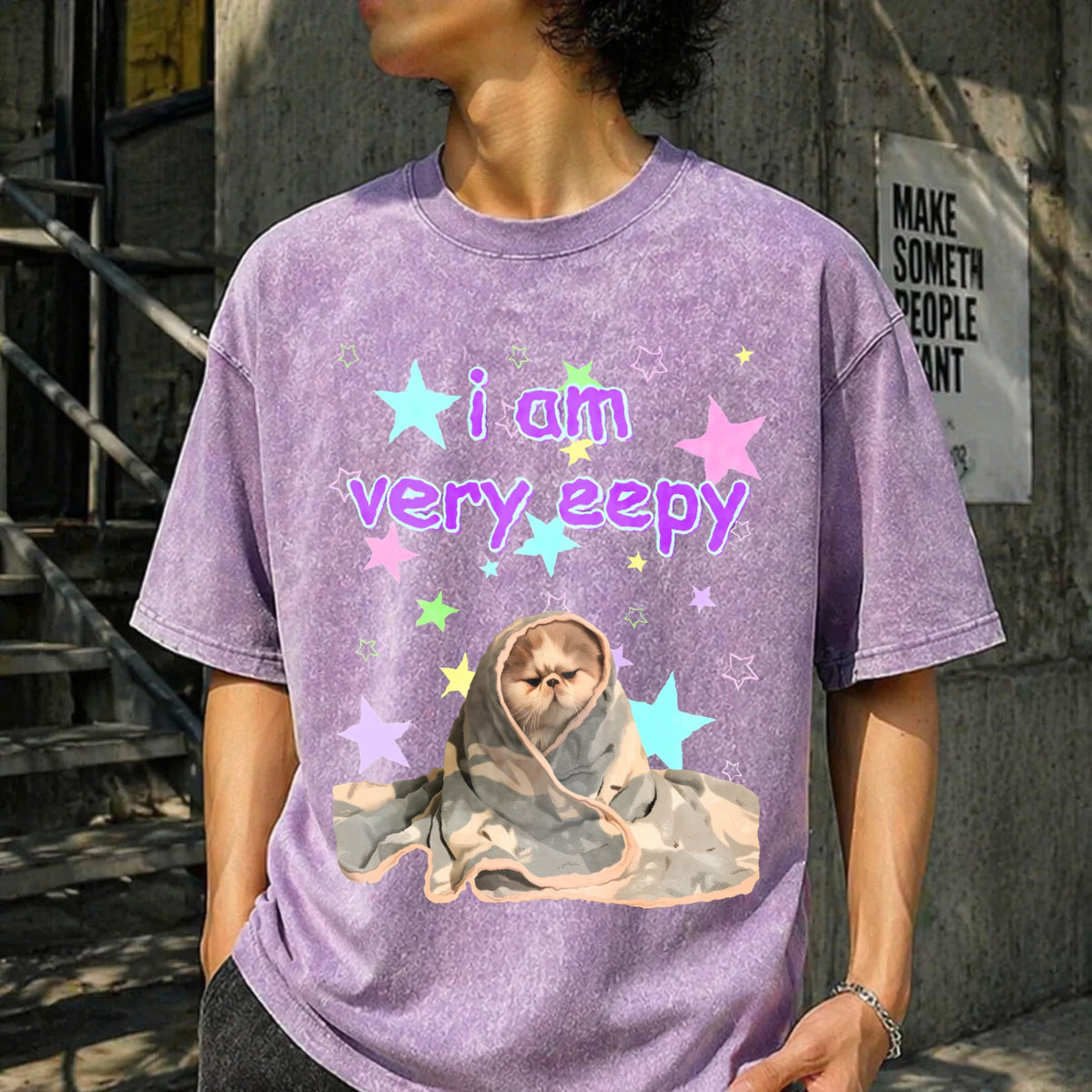 Eepy Cat Funny Vintage Washed T-Shirt product image 6