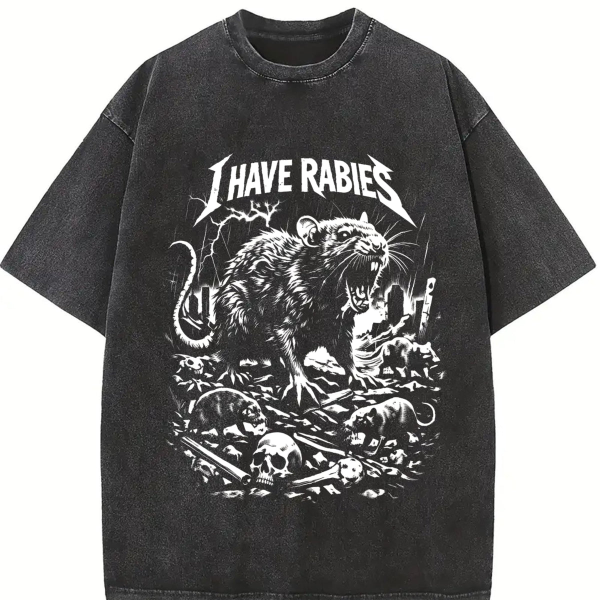 I Have Rabies Rat Vintage Washed T-Shirt product image 2