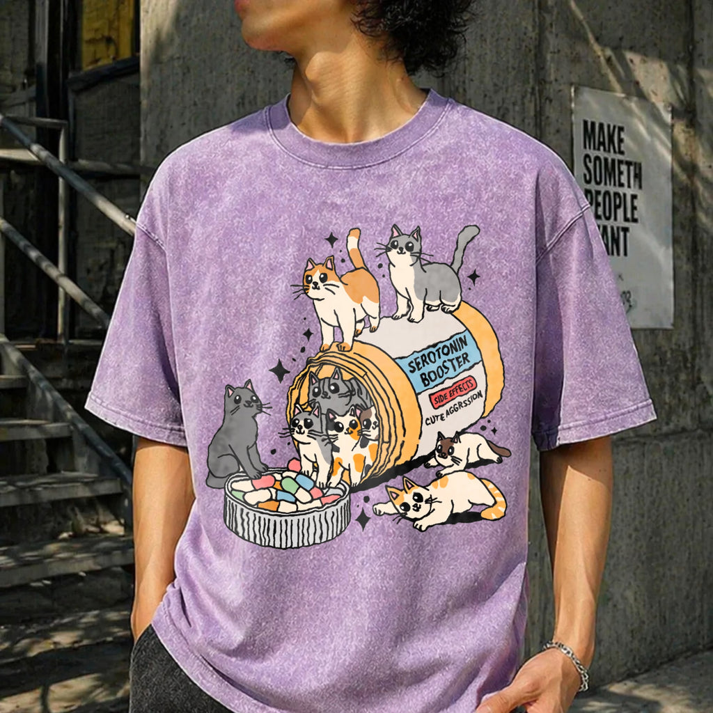 Serotonin Cats Vintage Washed T-Shirt product image 6