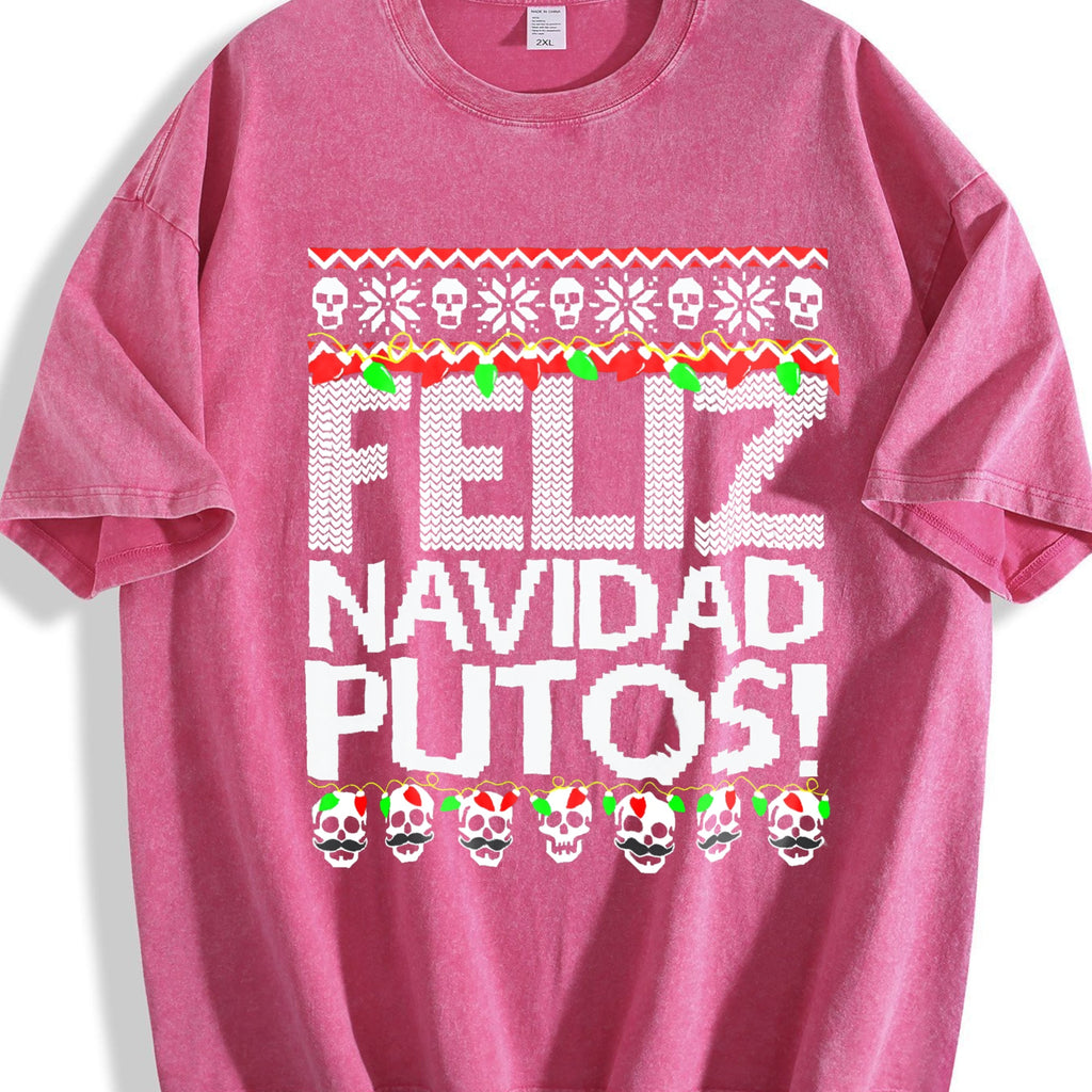 Funny Feliz Navidad Putos - Black Vintage Washed T-Shirt product image 5