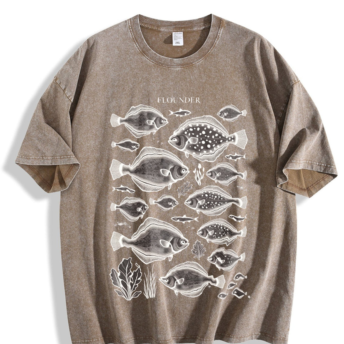 Flounder Fish 90s Vintage Washed T-Shirt product image 3
