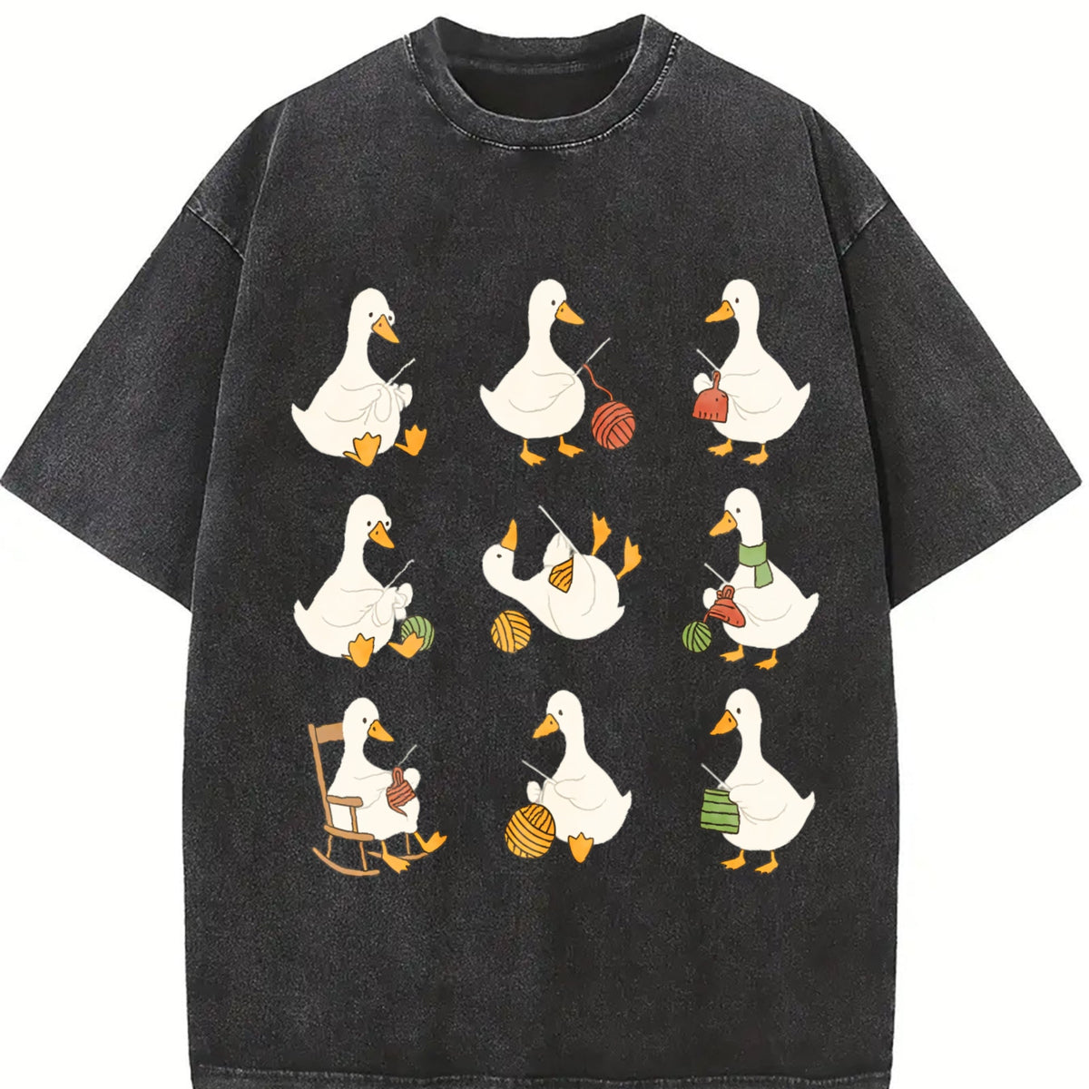 Cute Goose Crocheting Vintage Washed T-Shirt product image 2