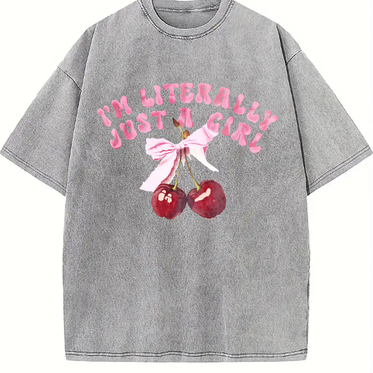 Fun Red Cherry I'm Literally Just A Girl Vintage Washed product image 4