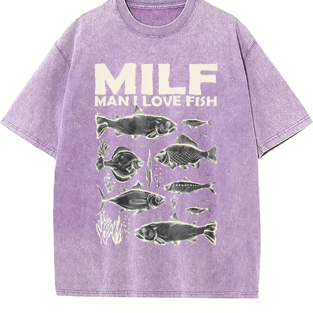 Milf Man I Love Fish 90s Vintage Washed T-Shirt product image 6