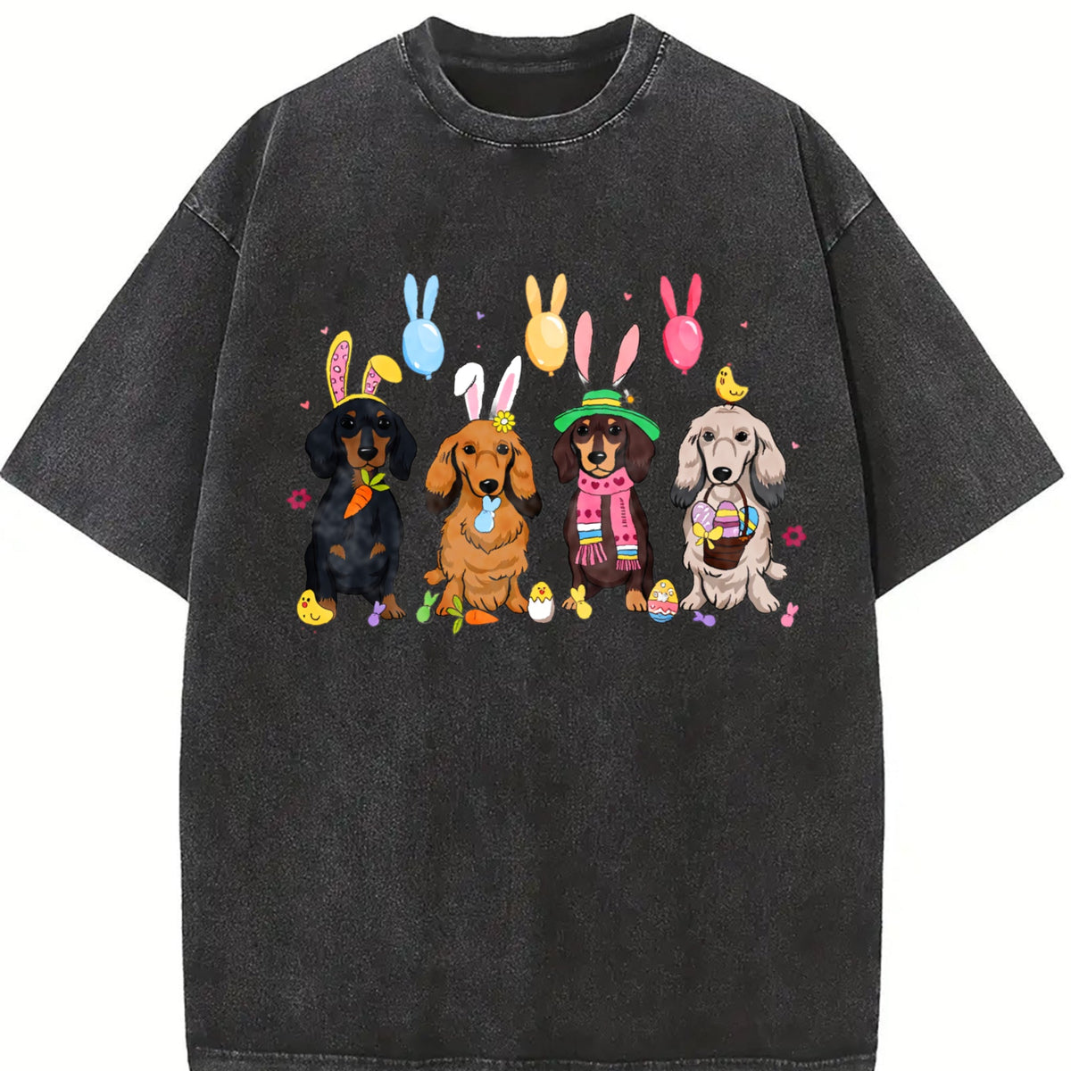 Dachshund With Bunny Ears Vintage Washed T-Shirt product image 2