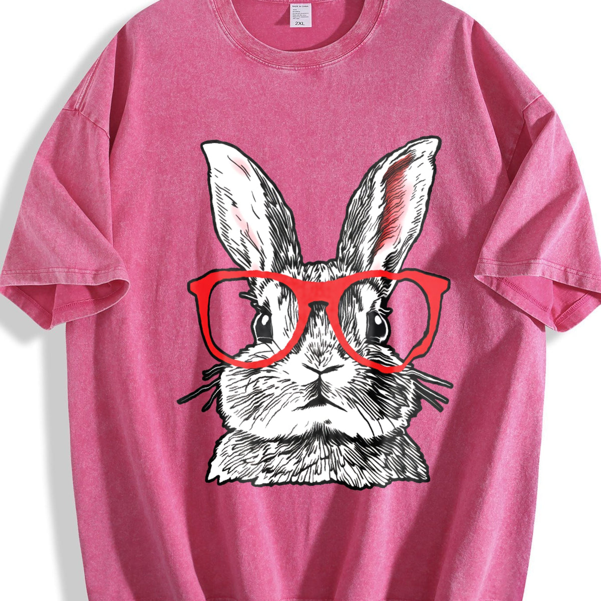 Rabbit with Red Glasses Vintage Washed T-Shirt product image 5