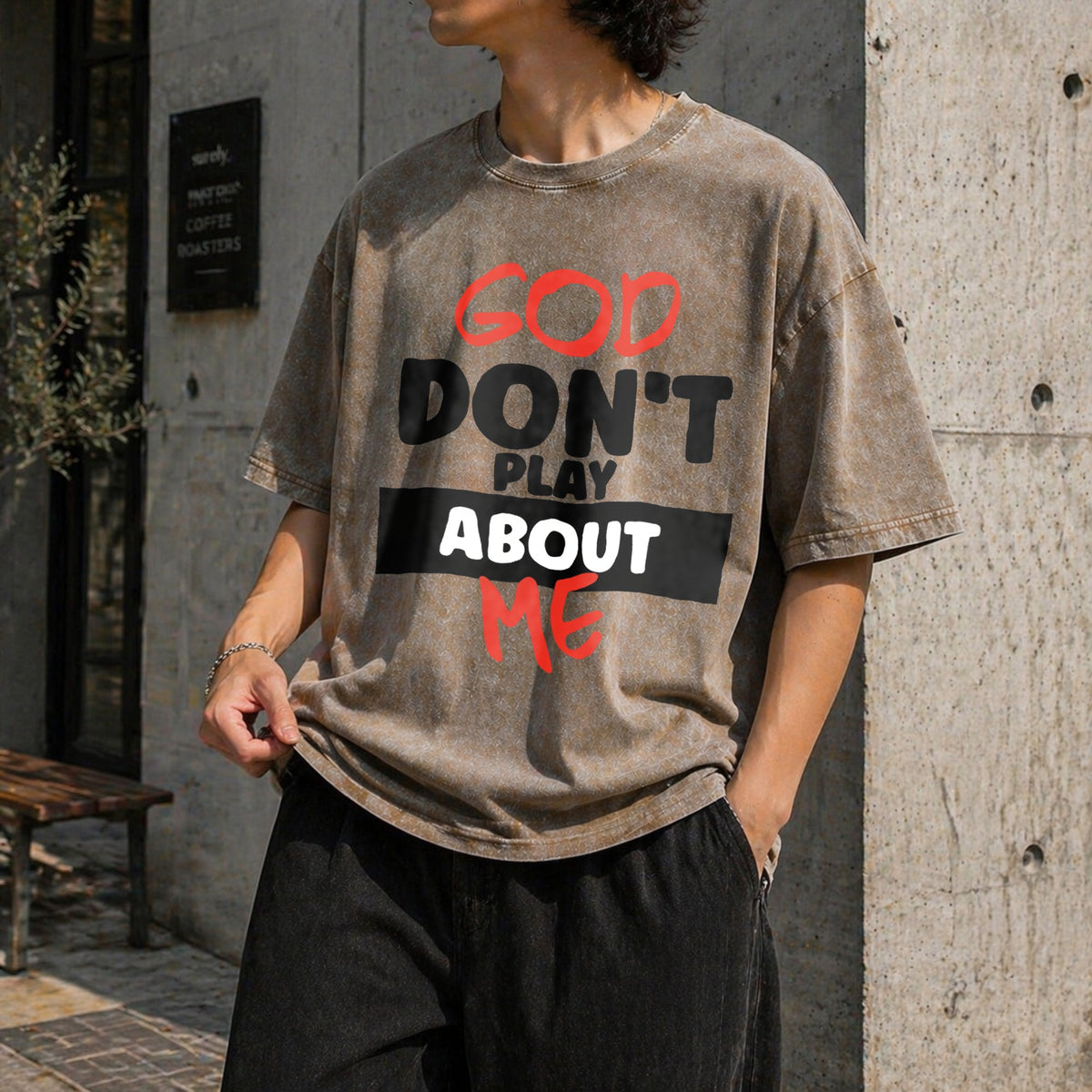 God Don't Play About Me Vintage Washed T-Shirt product image 3