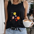 Racer With Cartoon Floral Women's Tank Top
