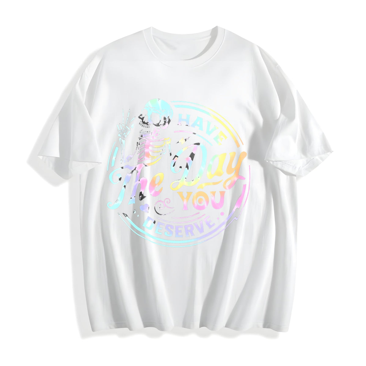 Skeleton & Letter Cotton T-Shirt product image 2