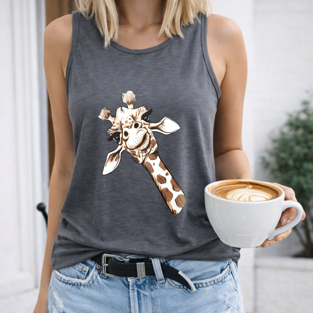 Cartoon Giraffe Racer - Vibrant Pink Women's Tank Top