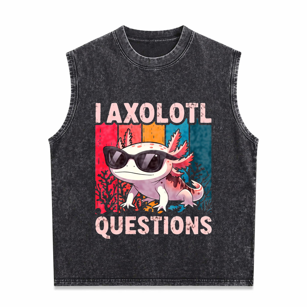 I Axolotl Questions - Fun With Bold Colorful Men's Washed Tank Top