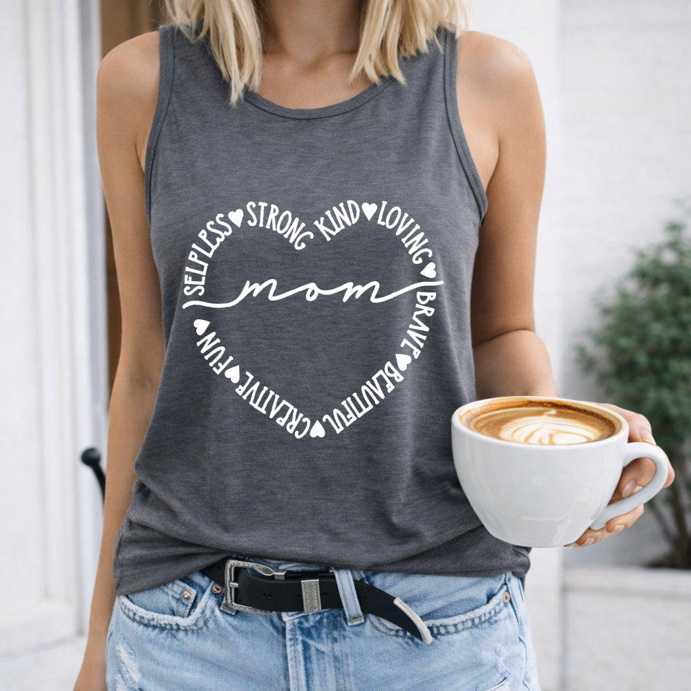 Mother's Day - Vibrant Pink Mom Letter & Heart Women's Tank Top