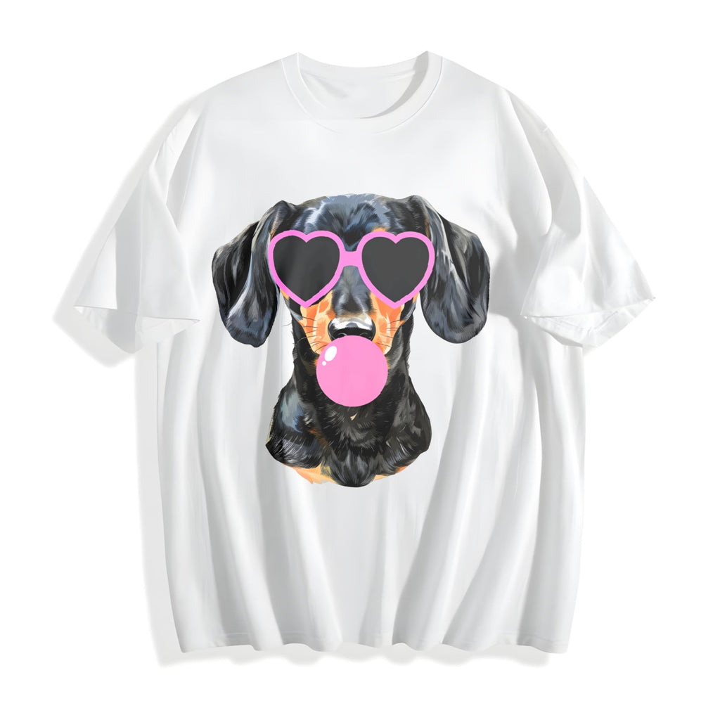 Dachshund Mama Blowing Bubble Cotton T-Shirt product image 2