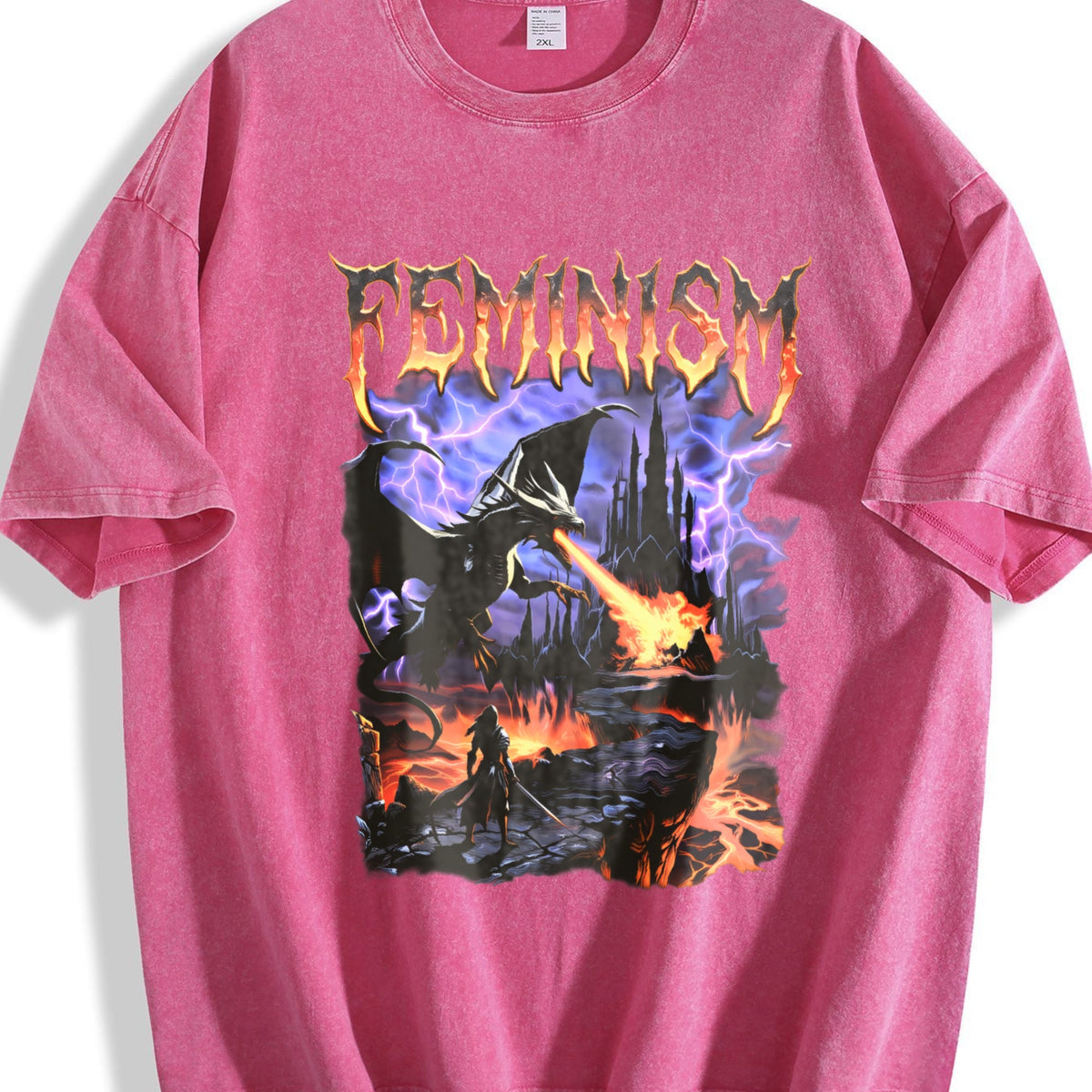 Feminism Dragon Vintage Washed T-Shirt product image 7