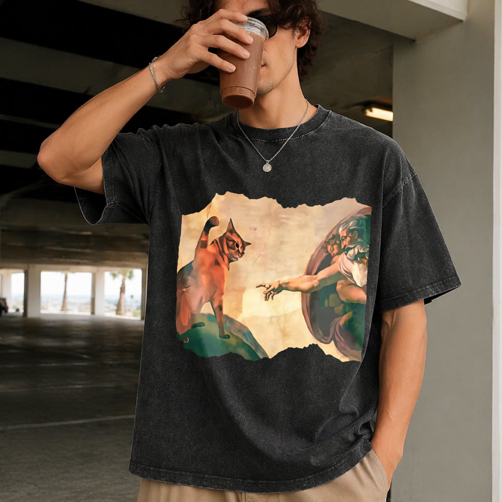 Funny Cat Swatting God's Hand Parody The Divine Vintage product image 2