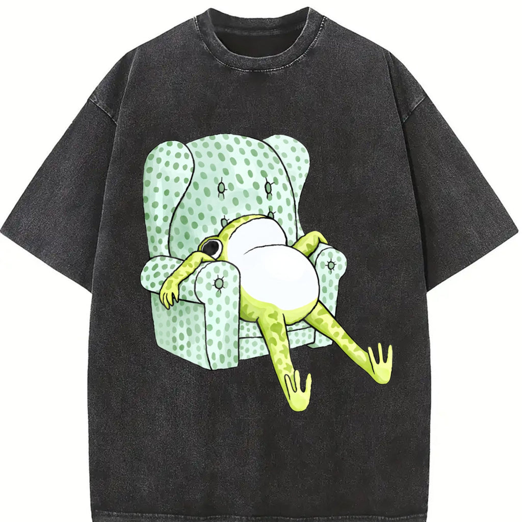 Frog Sitting Sofa Vintage Washed T-Shirt product image 2