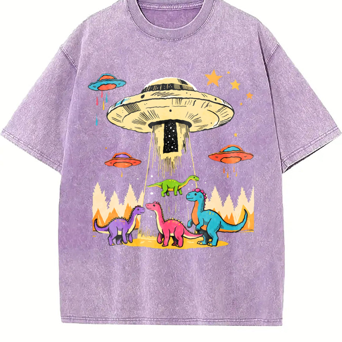 Mint Green Nostalgic Sci-fi - With UFO And Dinosaur Vintage product image 6