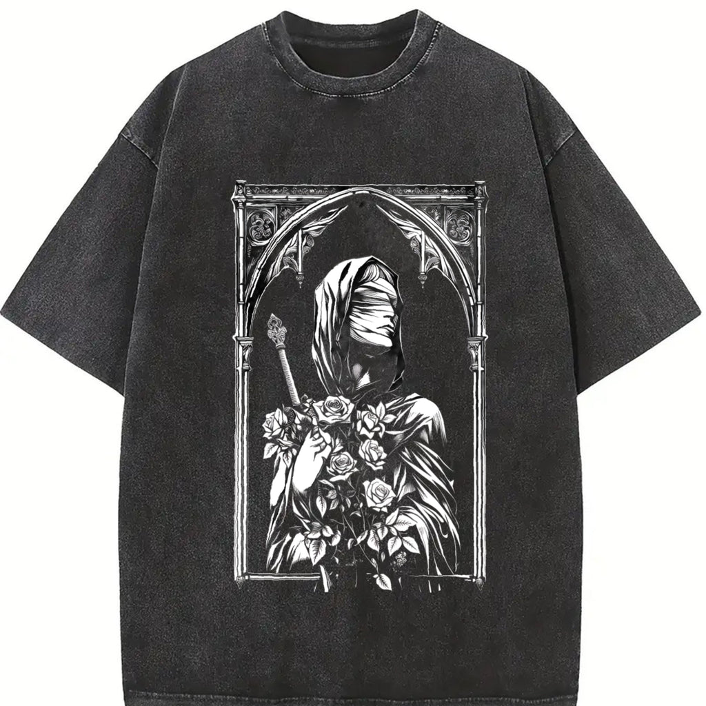 Gothic Portrait Frame Vintage Washed T-Shirt product image 2