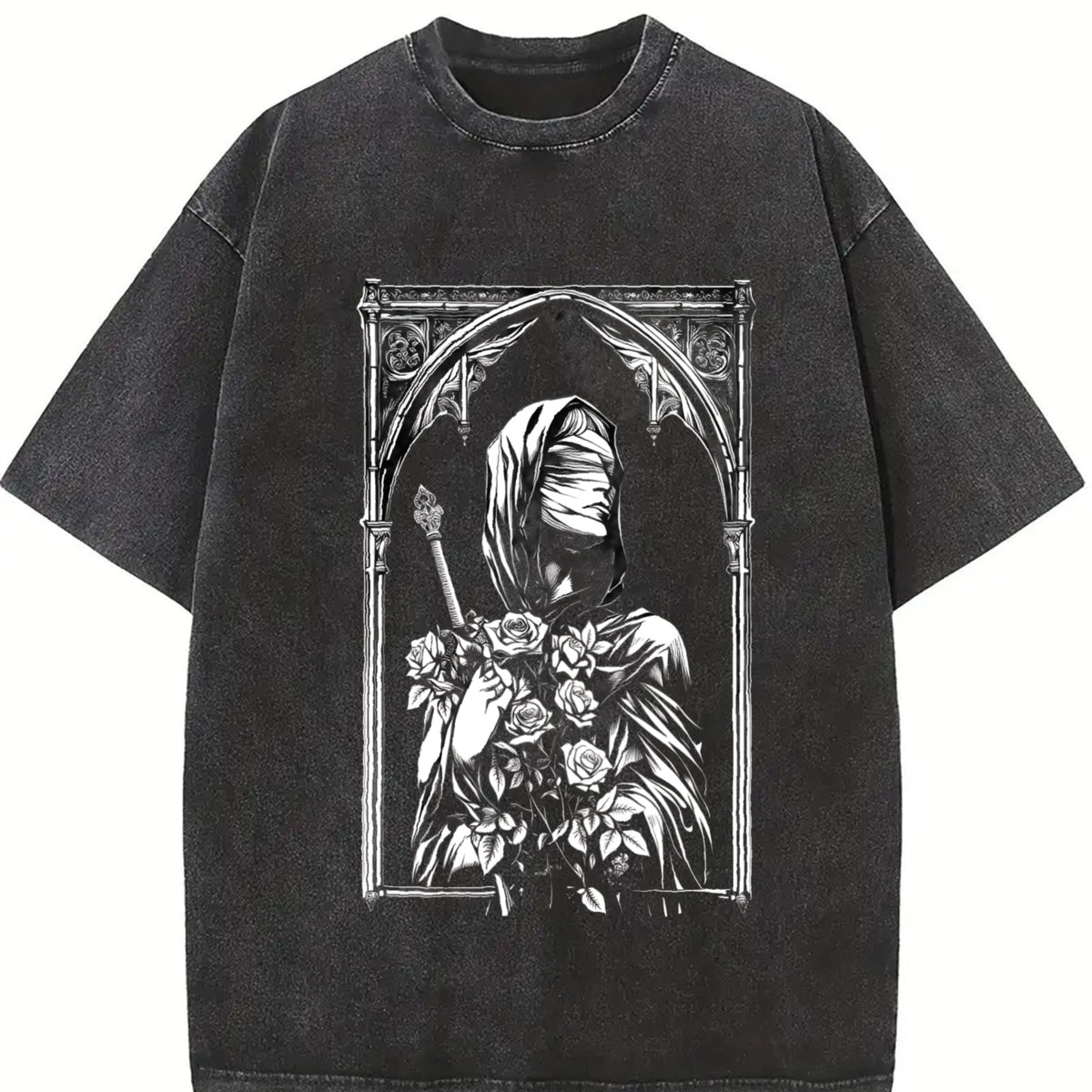 Gothic Portrait Frame Vintage Washed T-Shirt product image 2